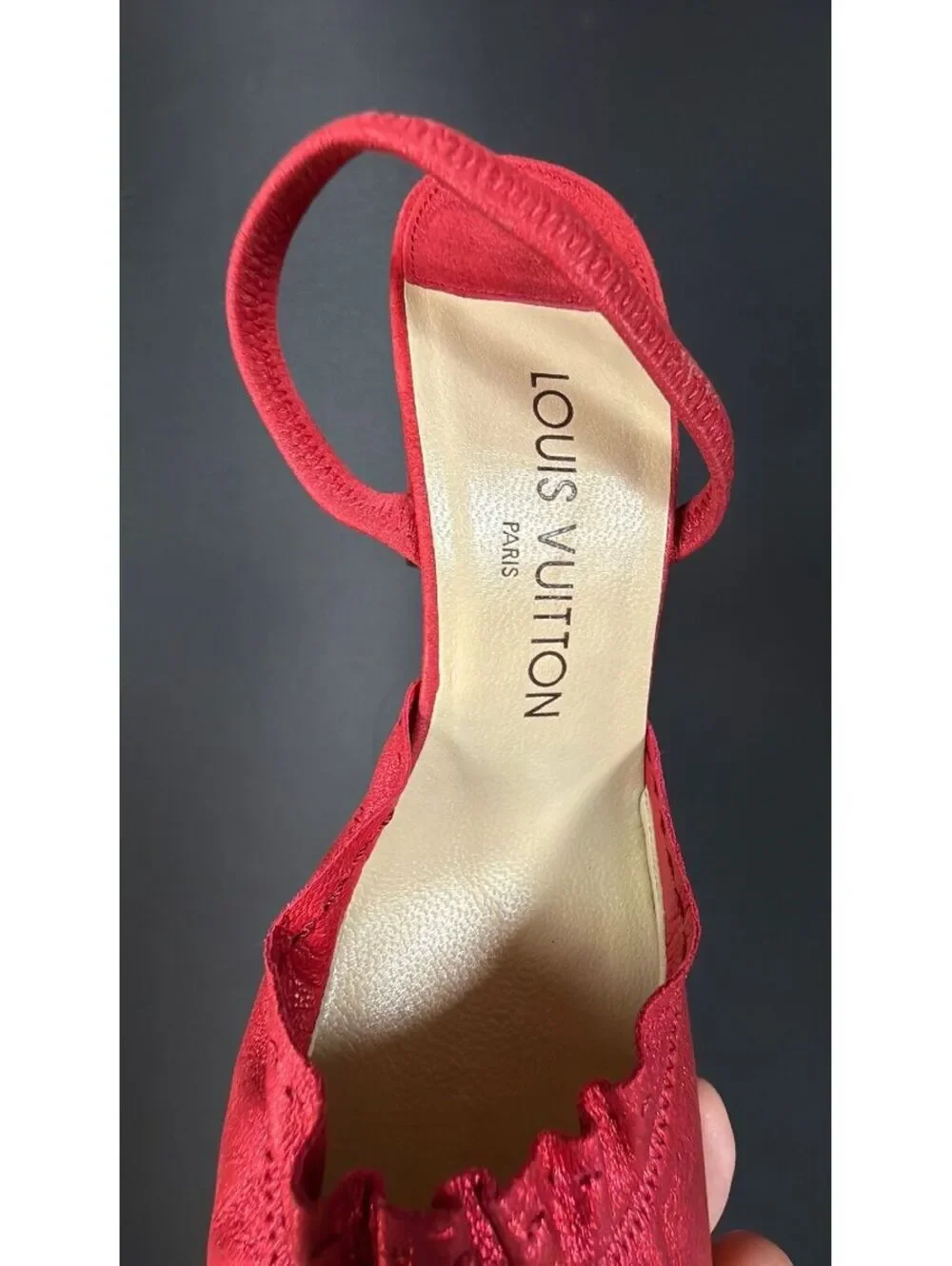 Louis Vuitton Red Sling Back Heel Size 36.5